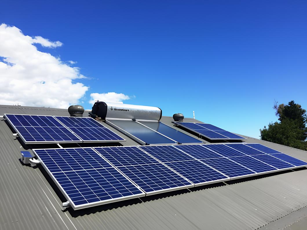 Teknisi Solahart sedang melakukan perawatan sistem di atap rumah Indonesia